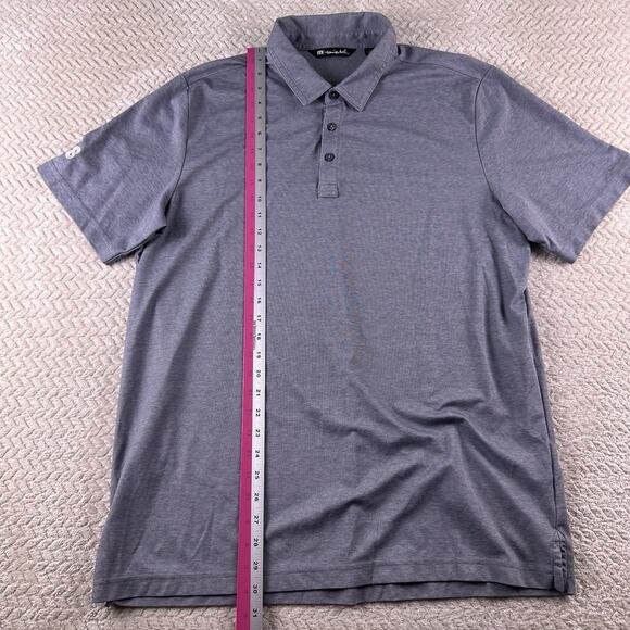 Travis Mathew Polo Shirt Men’s XL Golf Performance Stretch Gray 8x8 Logo - Picture 5 of 10